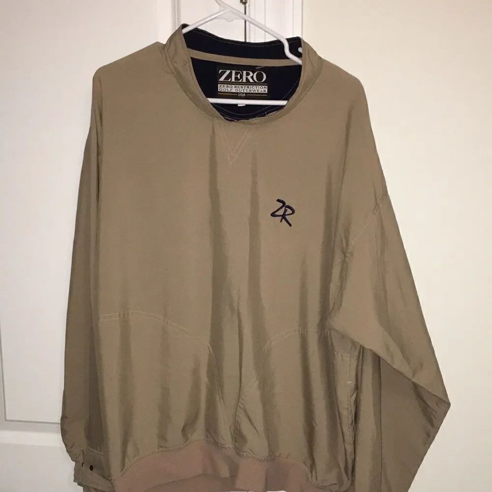 Tan Zero Restriction Beige big mens long sleeve $120 mens pullover wind  Jacket